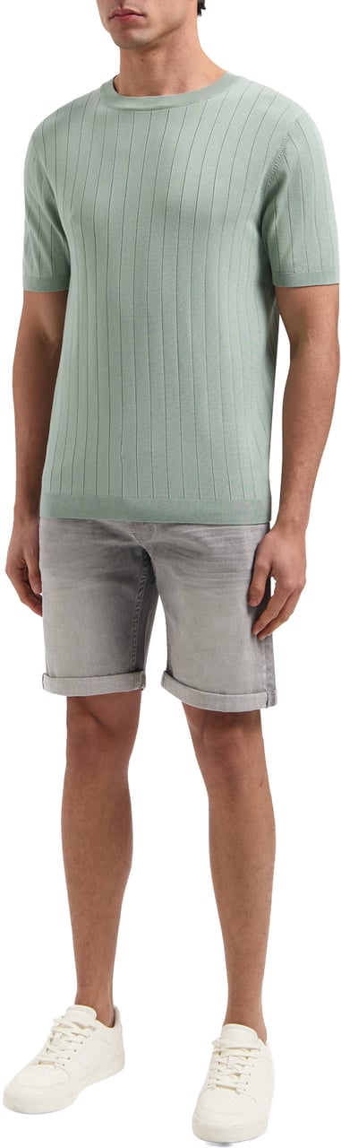 Pure Path Vertical Striped Knitwear T-Shirt 25010804 Army Green Groen