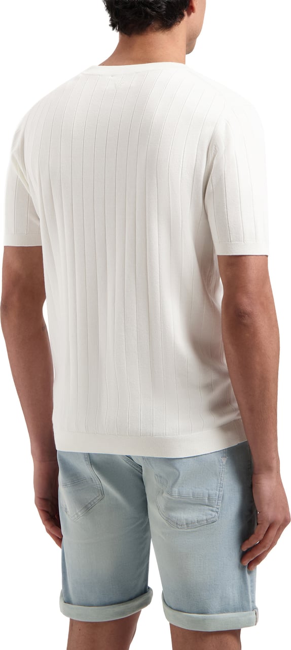 Pure Path Vertical Striped Knitwear T-Shirt 25010804 Off white Wit