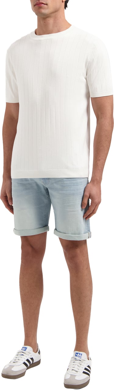 Pure Path Vertical Striped Knitwear T-Shirt 25010804 Off white Wit