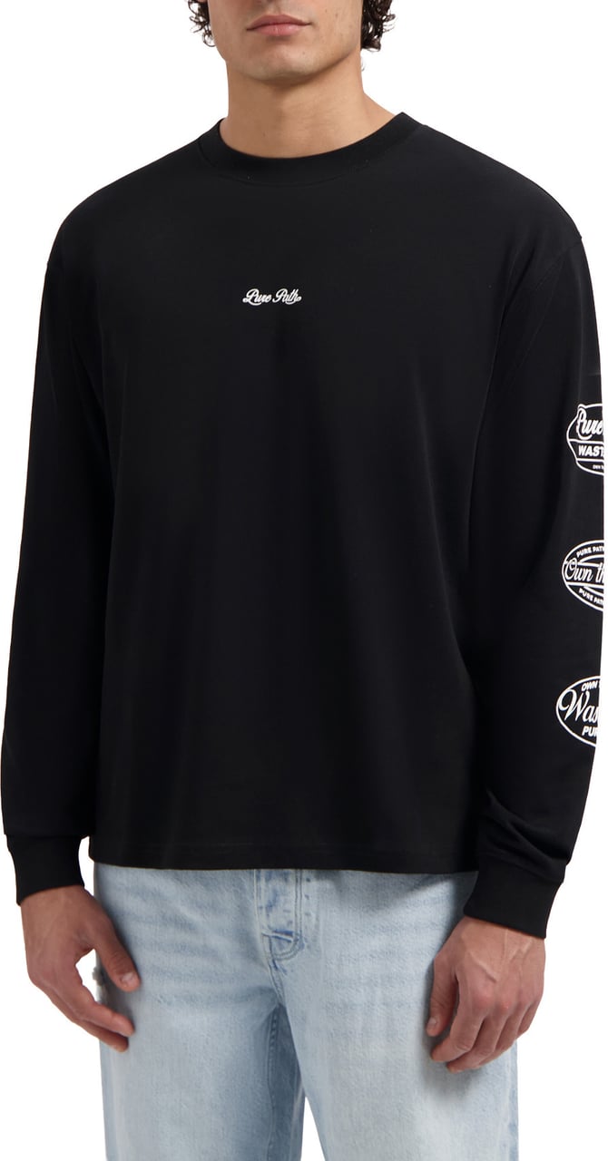 Pure Path Wasteland Patches Longskleeve T-Shirt 25030122 Black Zwart
