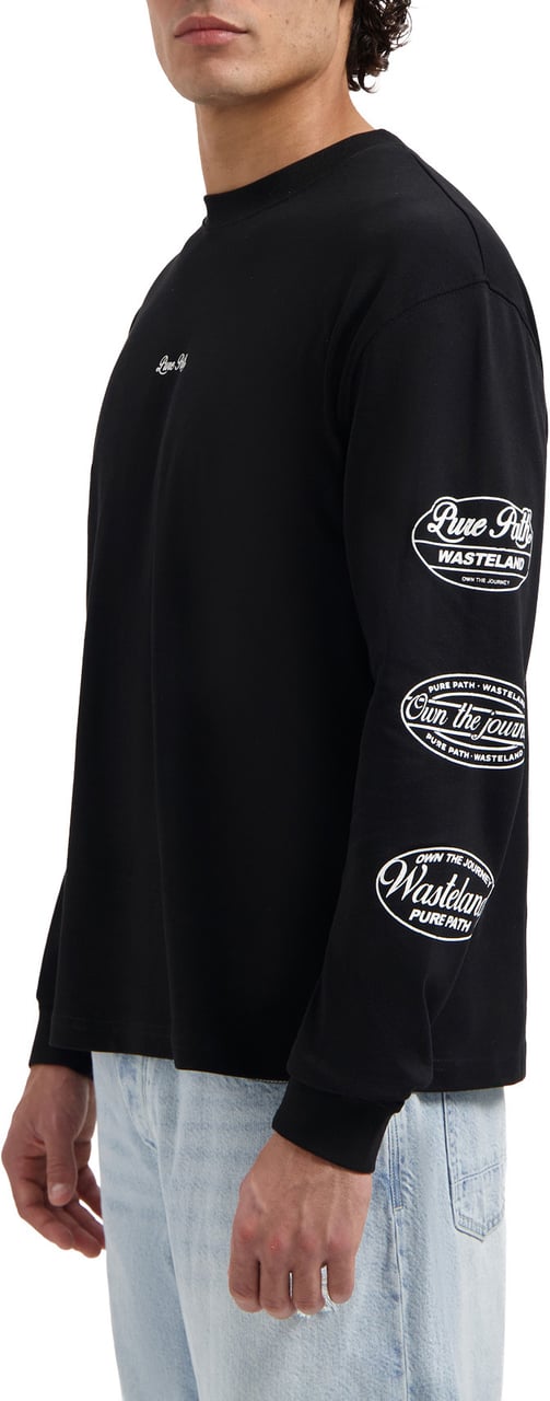 Pure Path Wasteland Patches Longskleeve T-Shirt 25030122 Black Zwart