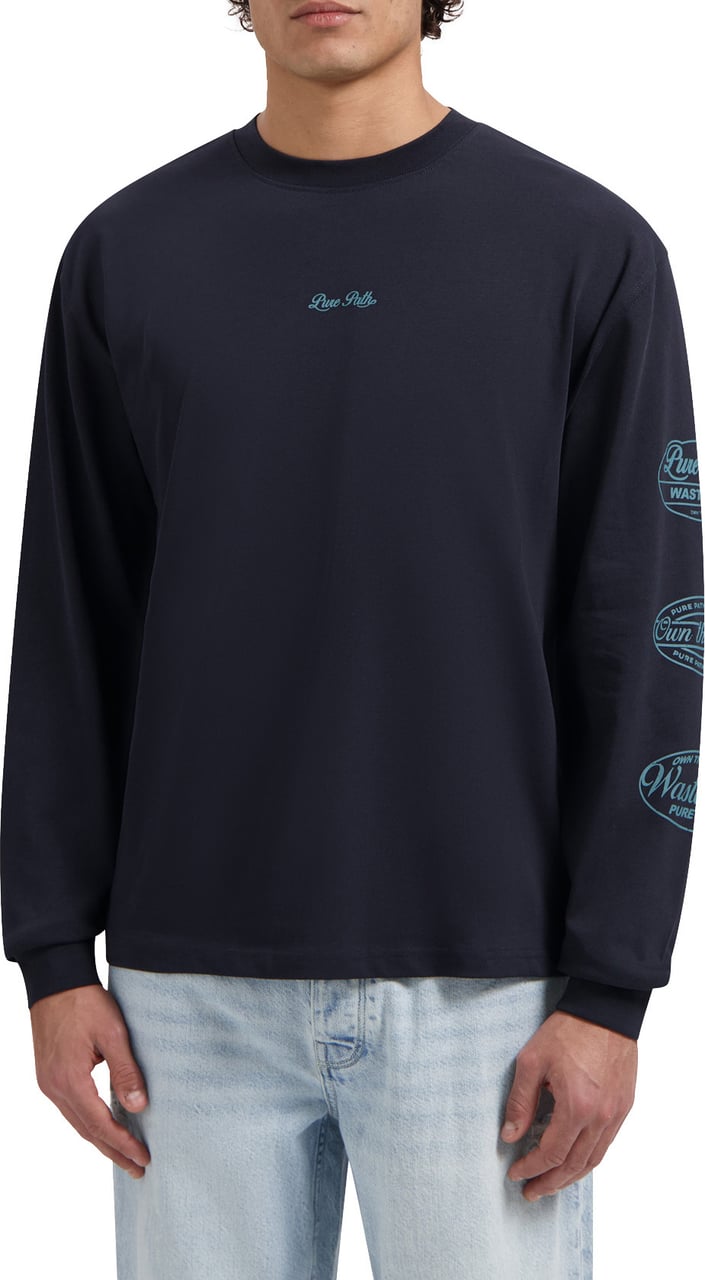 Pure Path Wasteland Patches Longskleeve T-Shirt 25030122 Dark Navy Navy