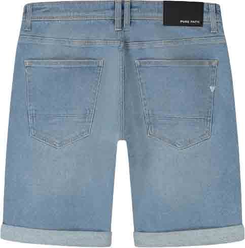 Pure Path Pure Path The Miles Slim Fit Denim Shorts Blauw