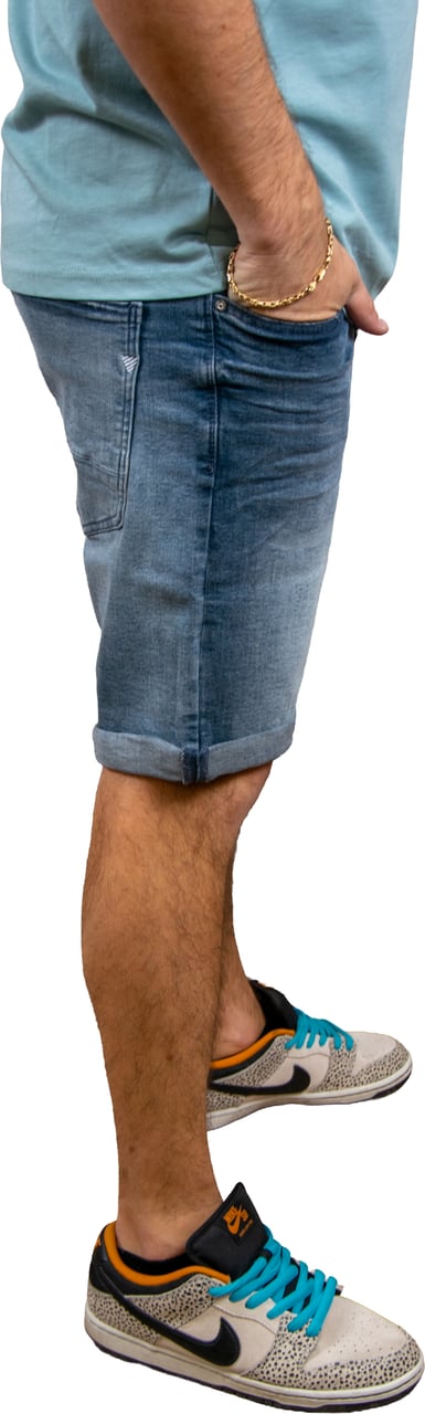 Pure Path Pure Path The Miles Slim Fit Denim Short Blauw