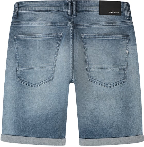 Pure Path Pure Path The Miles Slim Fit Denim Short Blauw