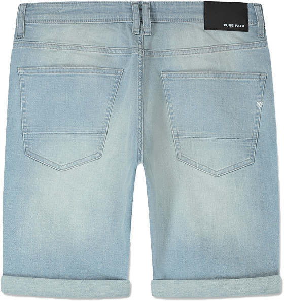 Pure Path Pure Path The Steve Slim Fit Denim Short Blauw