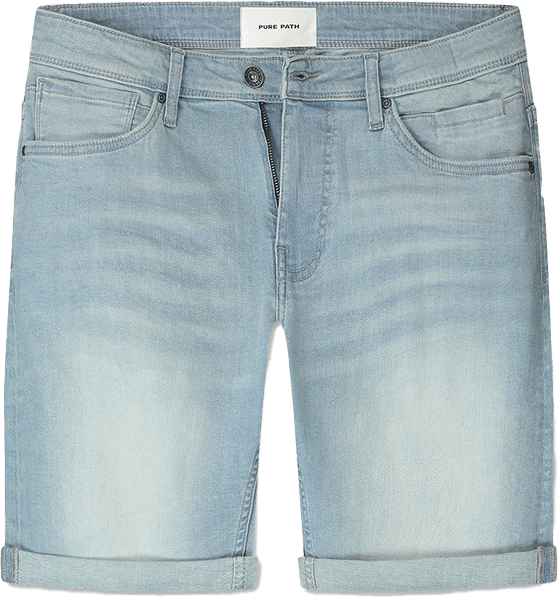 Pure Path Pure Path The Steve Slim Fit Denim Short Blauw