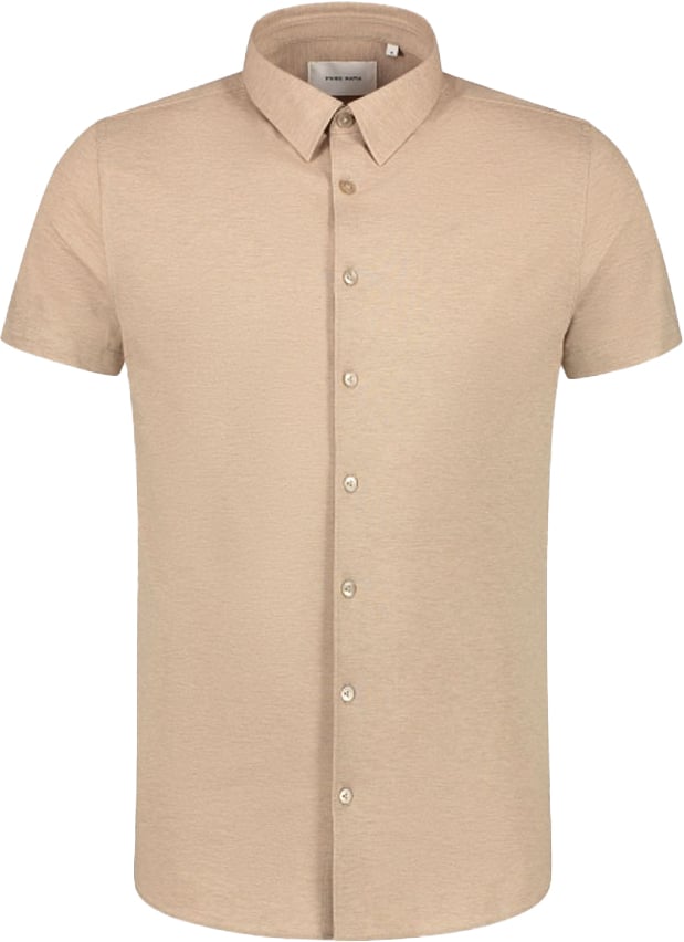 Purewhite Purewhite Pique Shortsleeve Button Up Shirt Beige