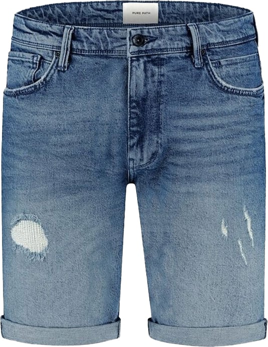 Purewhite Purewhite Regular Fit Denim Short The Miles Blauw