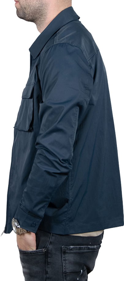 Purewhite Shirt With Front Zipper And Chest Pockets Blauw
