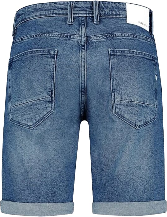 Purewhite Regular Fit Denim Short The Miles Blauw