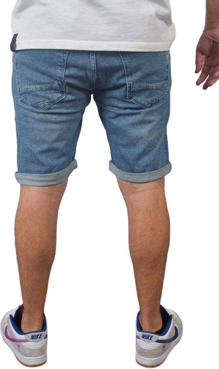 Purewhite Regular Fit Denim Short The Miles Blauw