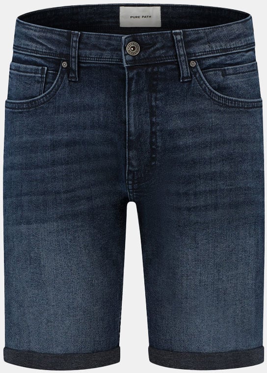 Purewhite Regular Fit Denim Short The Miles Blauw