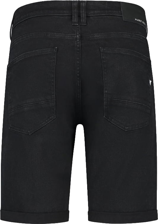 Purewhite Regular Fit Denim Short The Miles Zwart