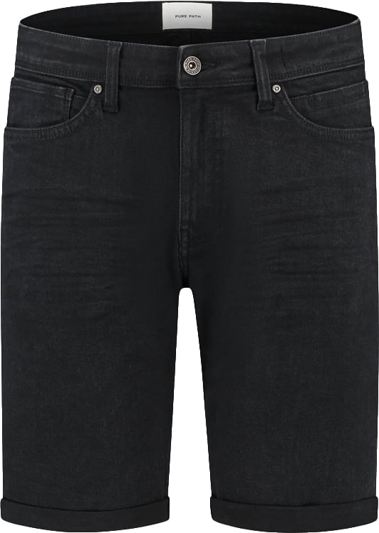 Purewhite Regular Fit Denim Short The Miles Zwart