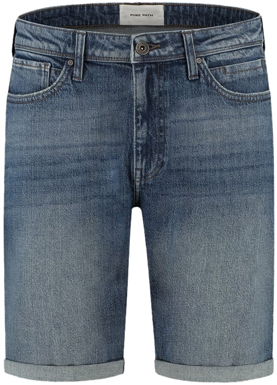 Purewhite Regular Fit Denim Short The Miles Blauw