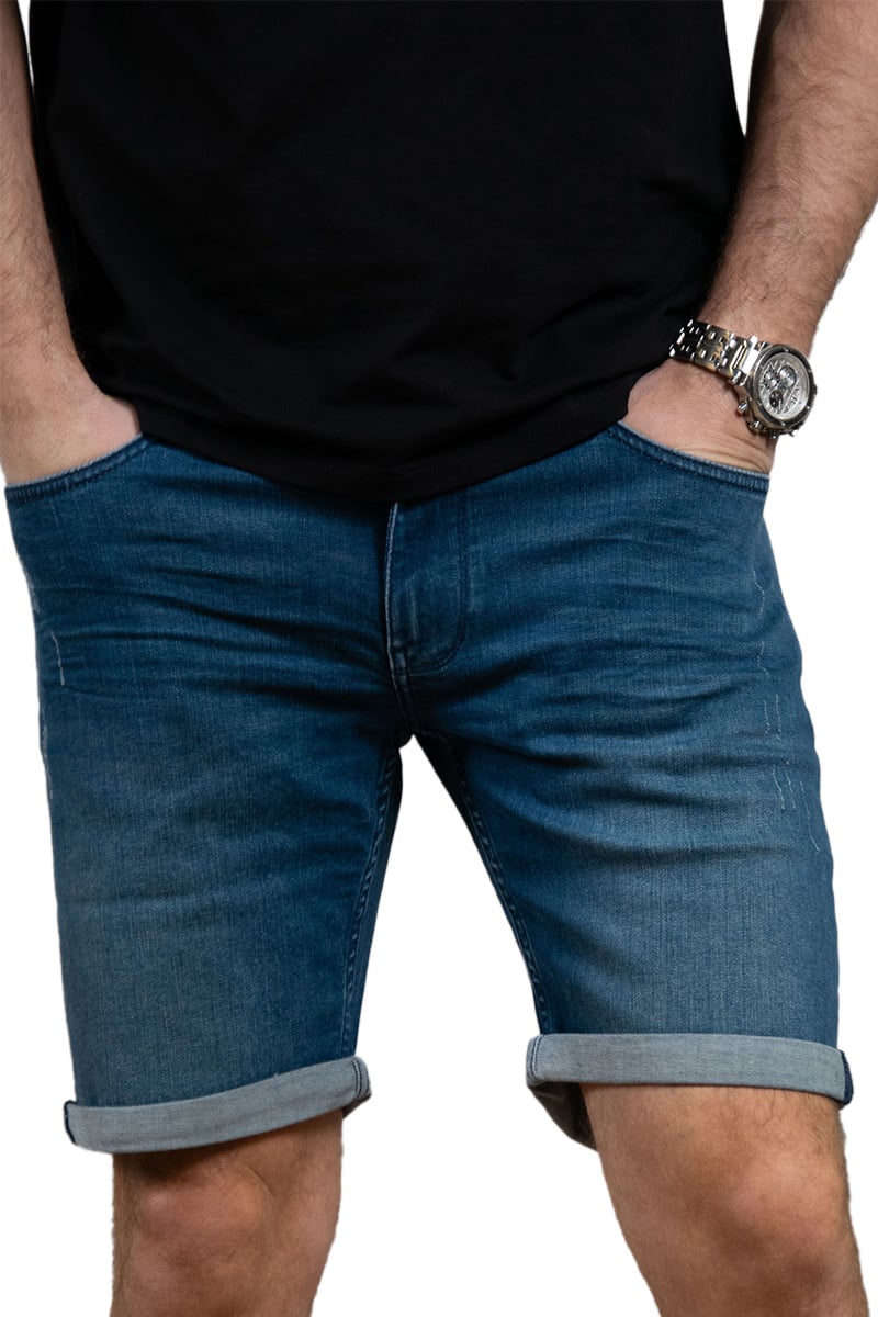Purewhite Slim Fit Denim Short The Steve Blauw