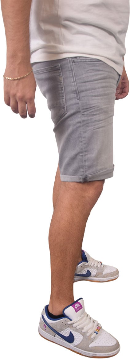 Purewhite Slim Fit Denim Short The Steve Grijs