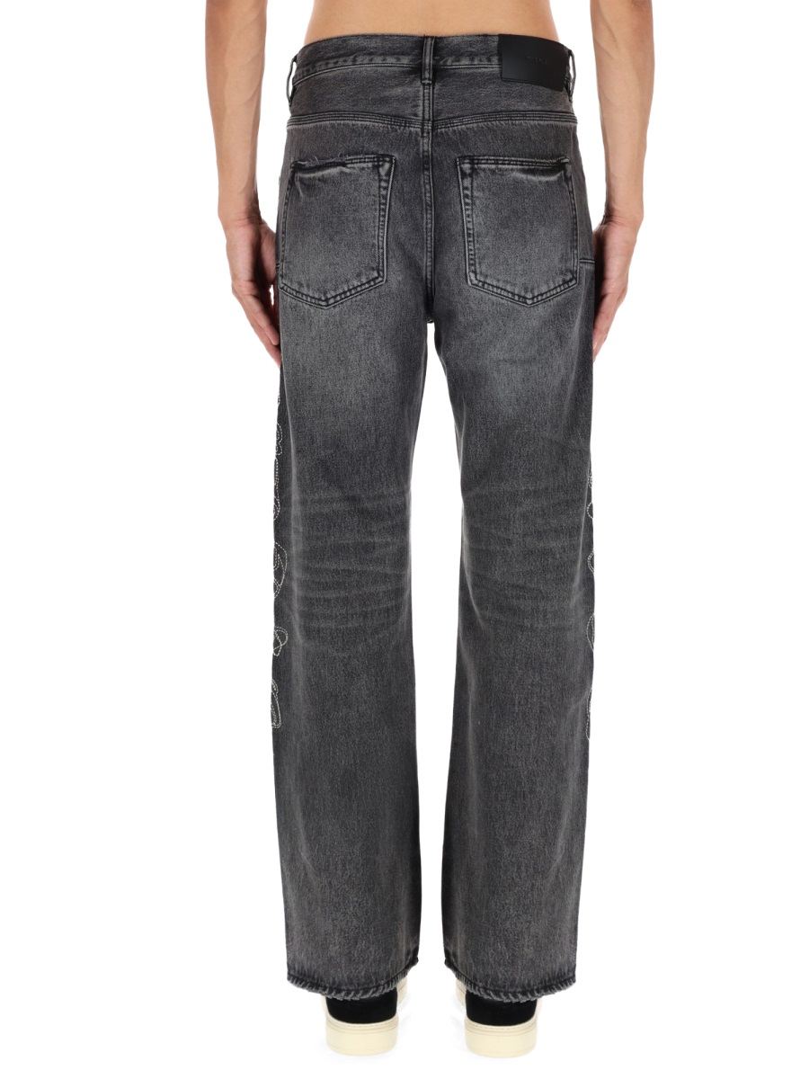 Purple Brand PANTS "TRACED GOTHIC WORDMARK" Zwart