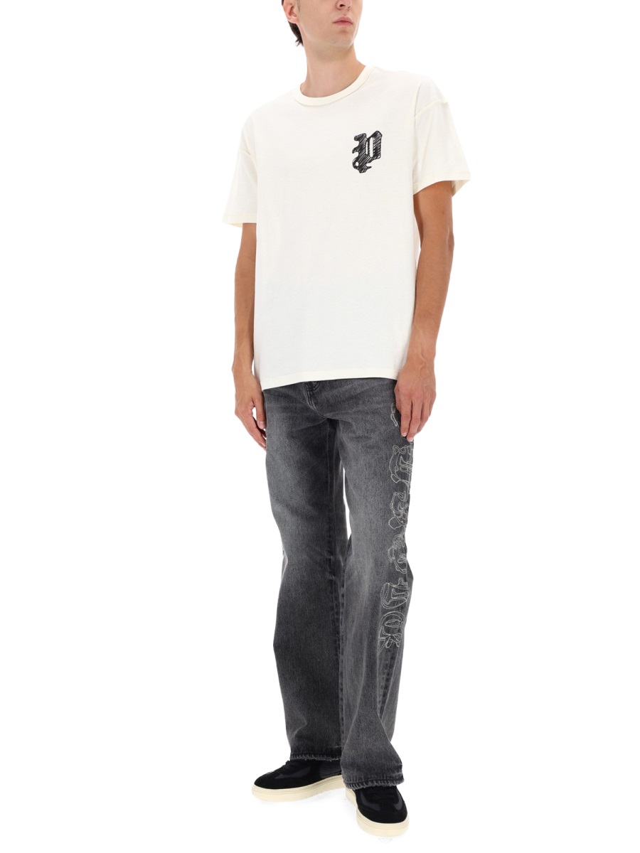 Purple Brand PANTS "TRACED GOTHIC WORDMARK" Zwart