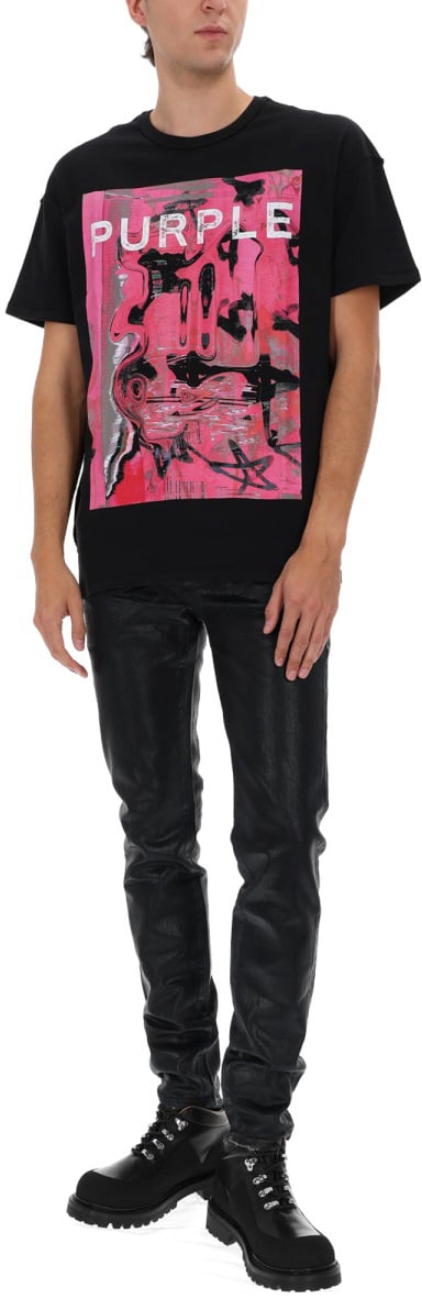 Purple Brand T-SHIRT WITH PRINT Zwart