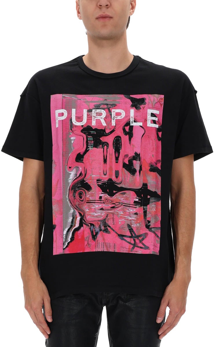 Purple Brand T-SHIRT WITH PRINT Zwart