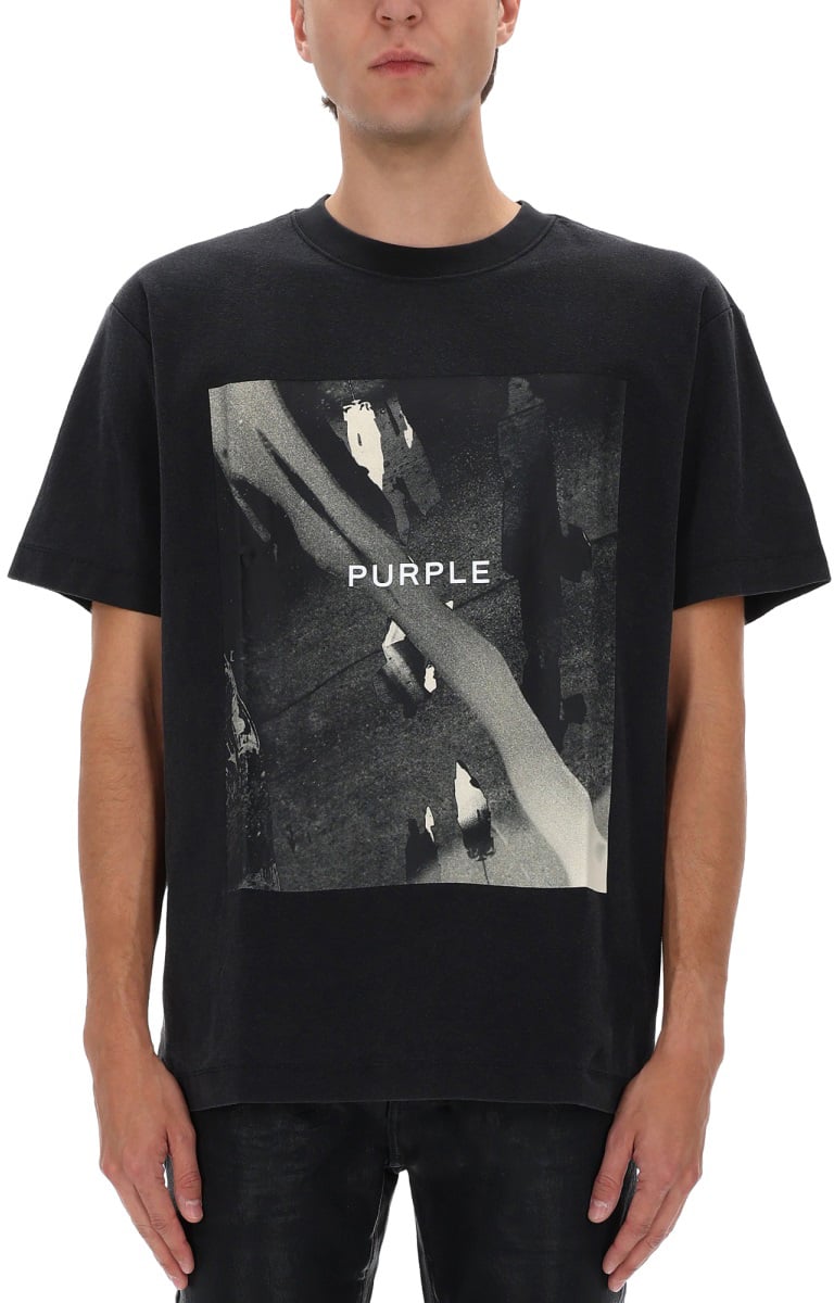 Purple Brand T-SHIRT WITH LOGO Zwart