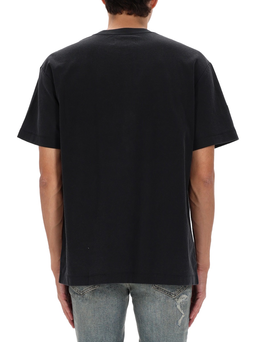 Purple Brand Black Short-Sleeve Distressed Logo T-Shirt Zwart