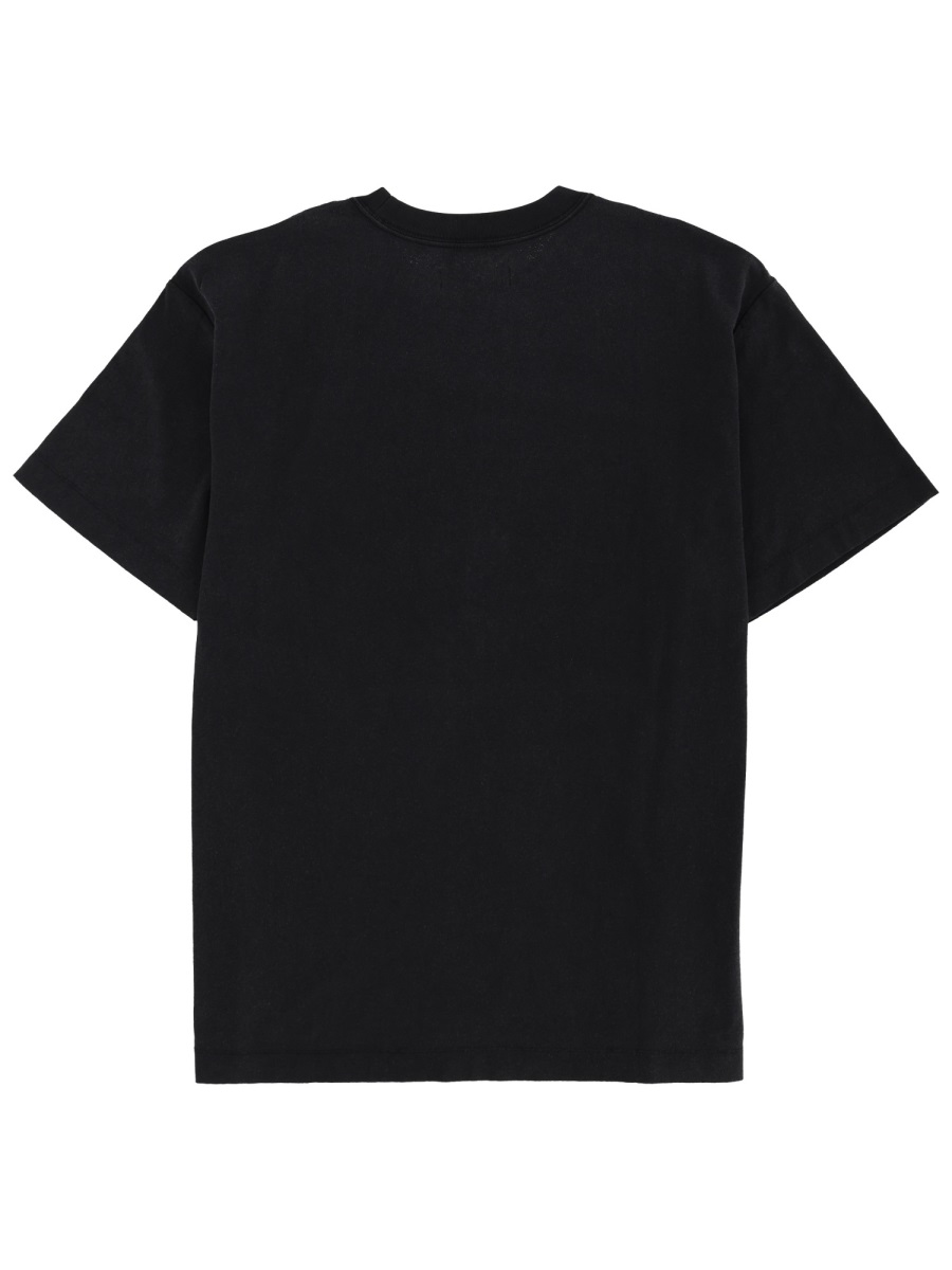Purple Brand Black Short-Sleeve Distressed Logo T-Shirt Zwart