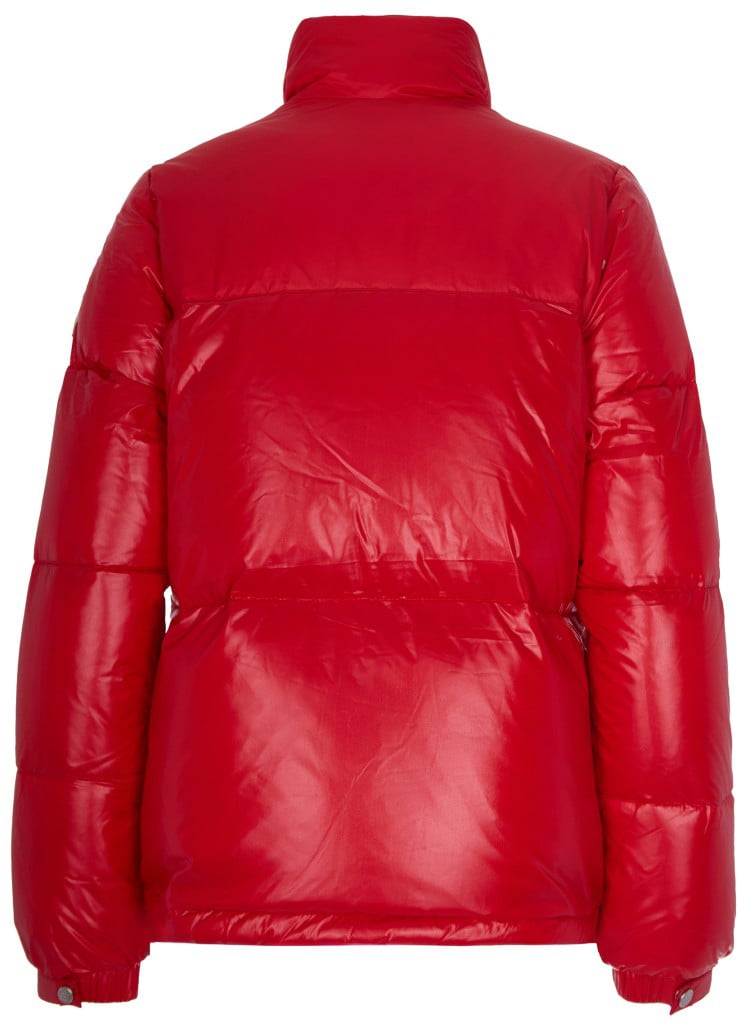 Pyrenex Fitted Glossy Nylon Puffer Jacket With Padded Pockets Rood