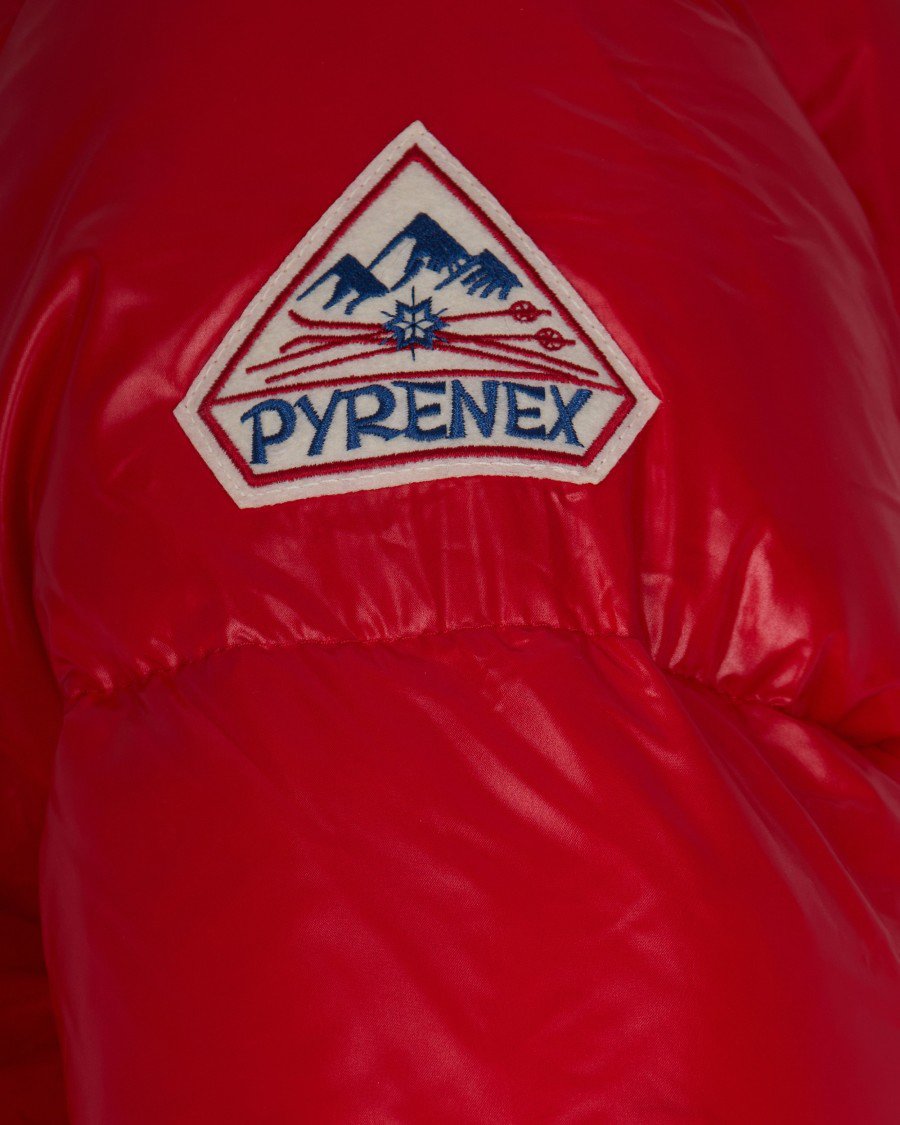 Pyrenex Fitted Glossy Nylon Puffer Jacket With Padded Pockets Rood