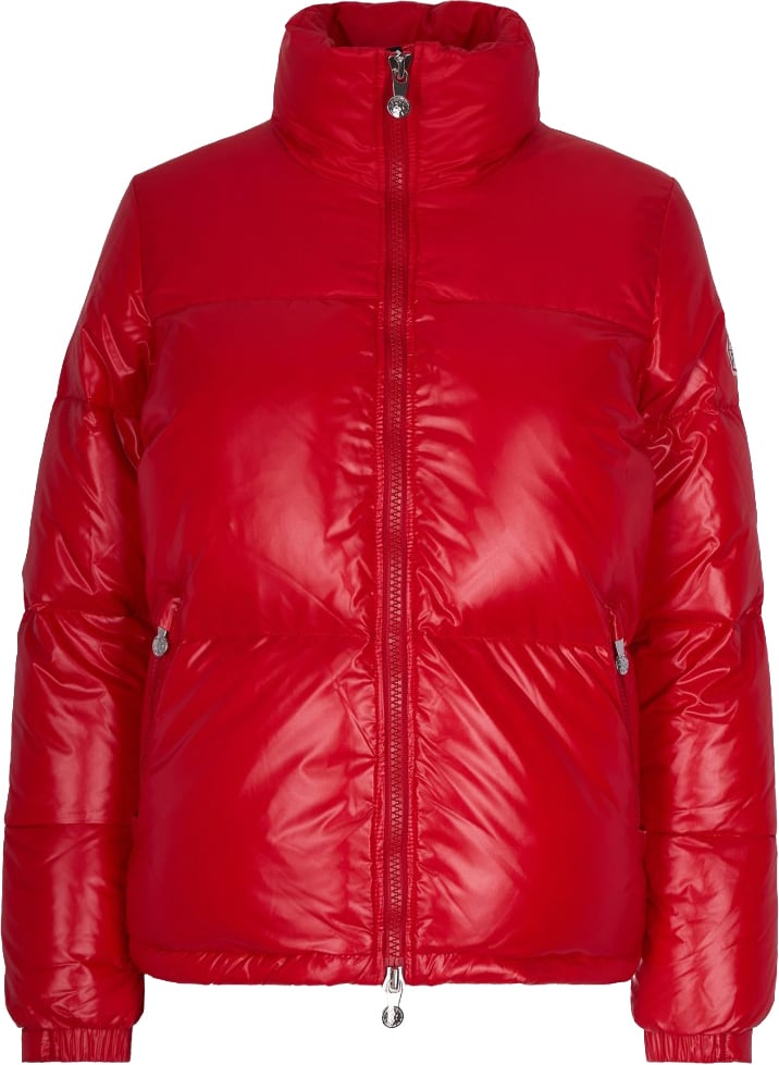 Pyrenex Fitted Glossy Nylon Puffer Jacket With Padded Pockets Rood