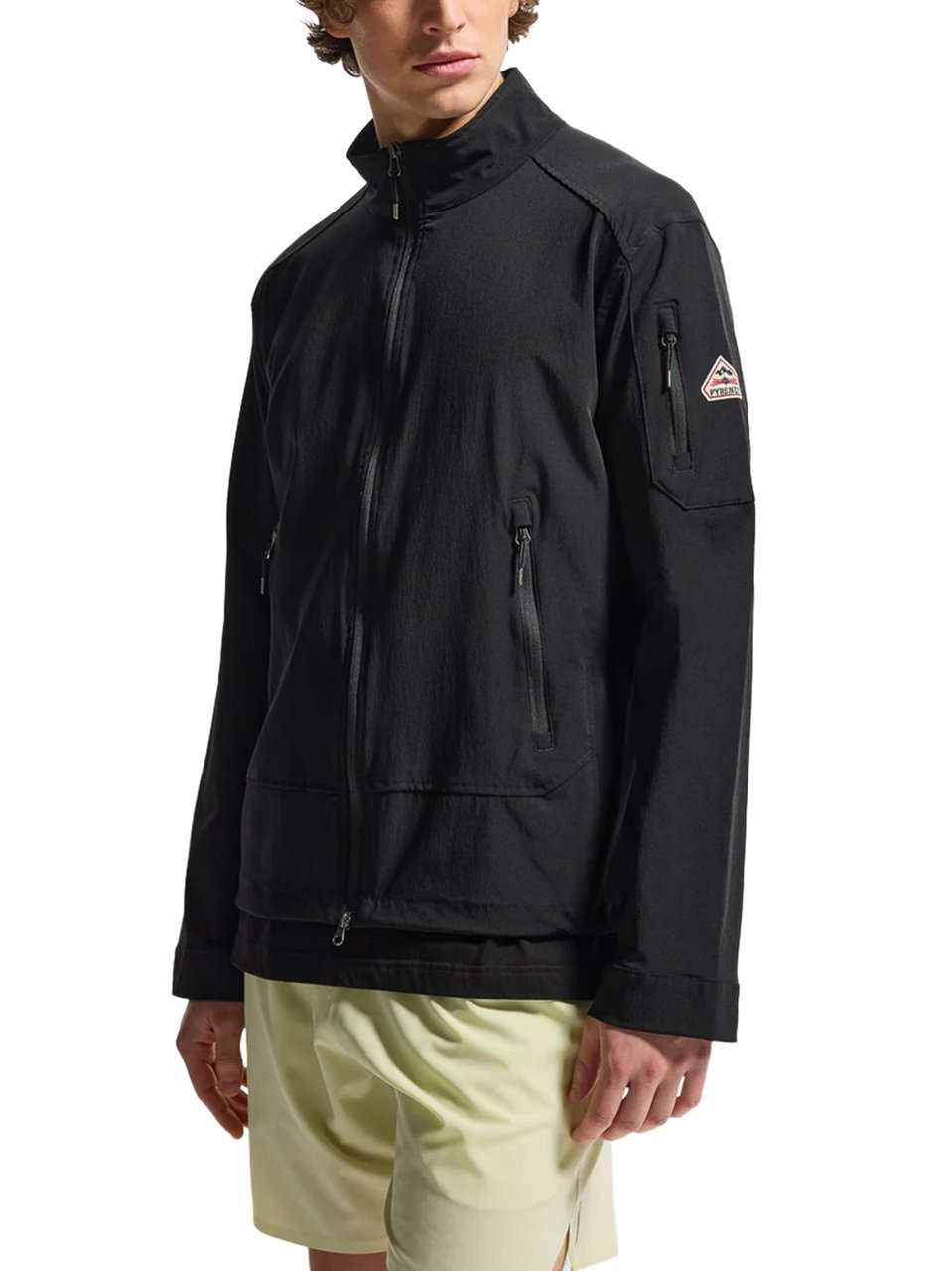 Pyrenex Minimalist Black Jacket with High Collar Zwart