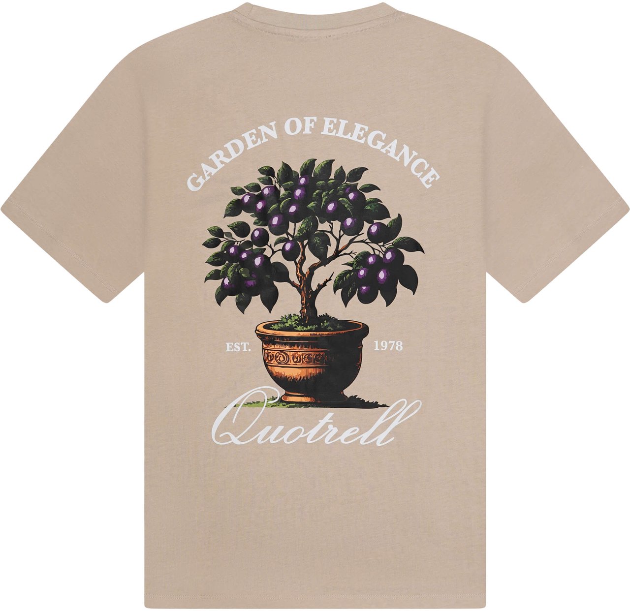 Quotrell Damson Tee | Greige/white Grijs