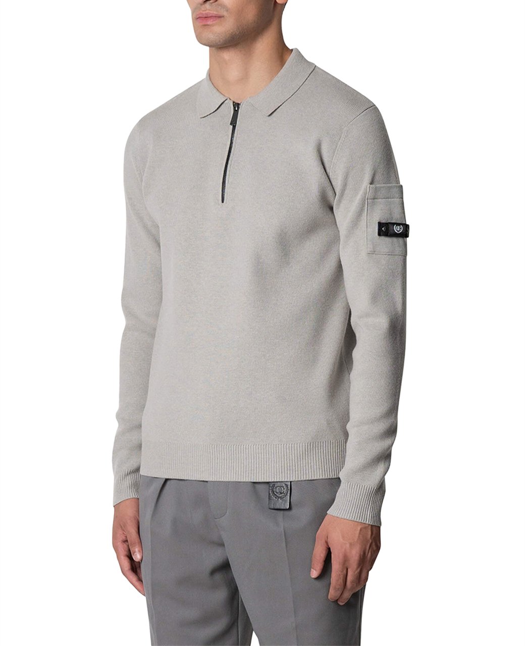 Quotrell Chief Knitted Polo | Grey Melee Grijs