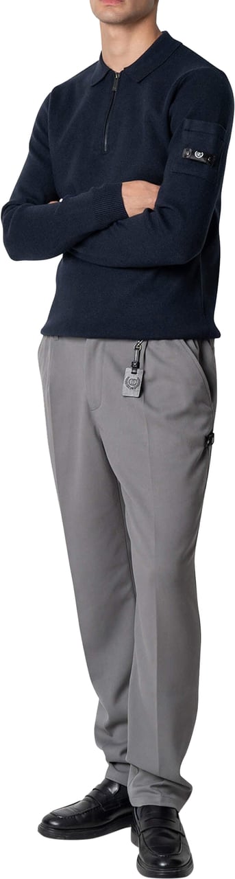 Quotrell Chief Knitted Polo | Navy Blauw