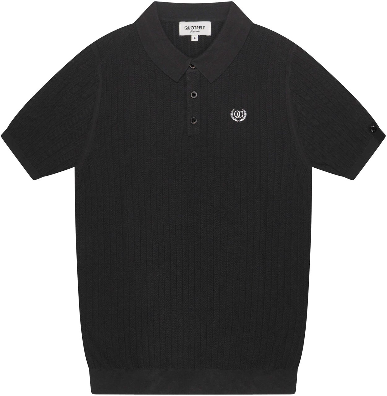 Quotrell Cairo Knitted Polo | Black/white Zwart
