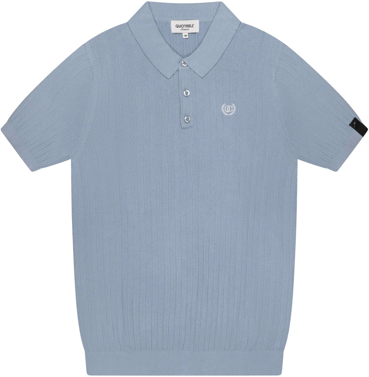 Quotrell Cairo Knitted Polo | Muted Blue/white Blauw