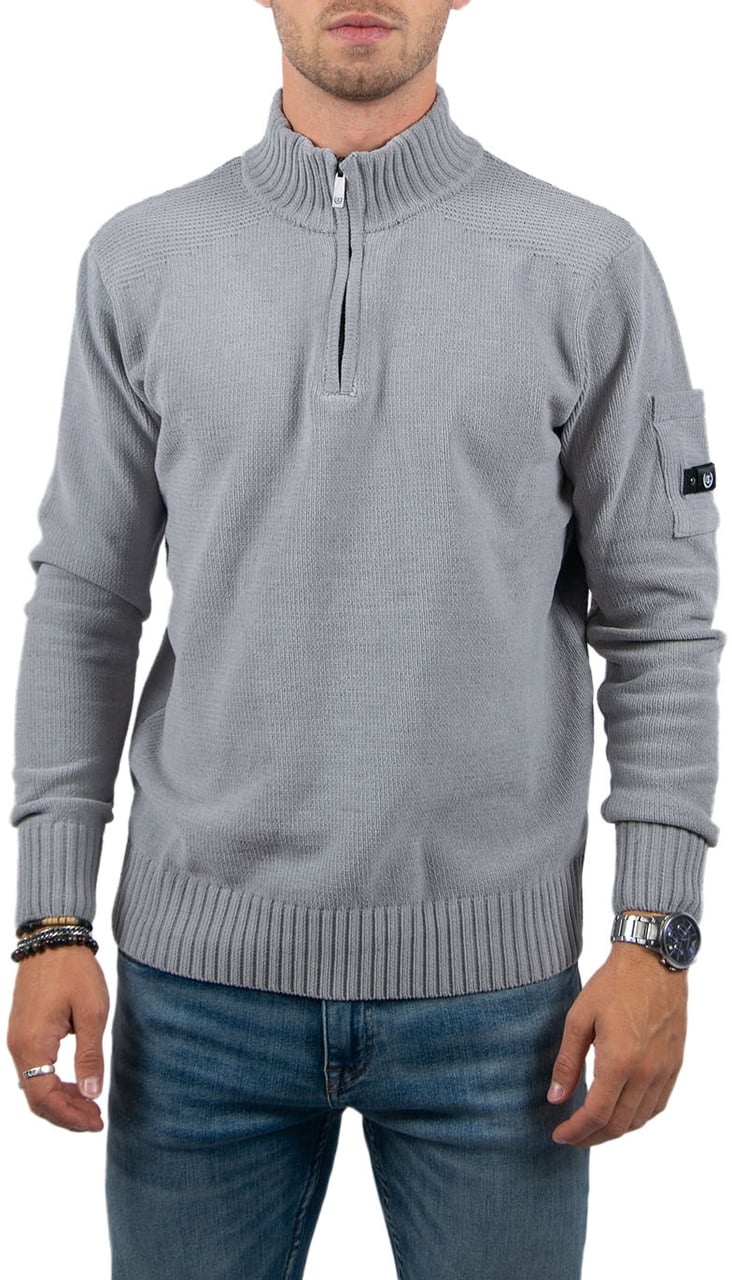 Quotrell Quotrell Combat Knitted Halfzip Grijs