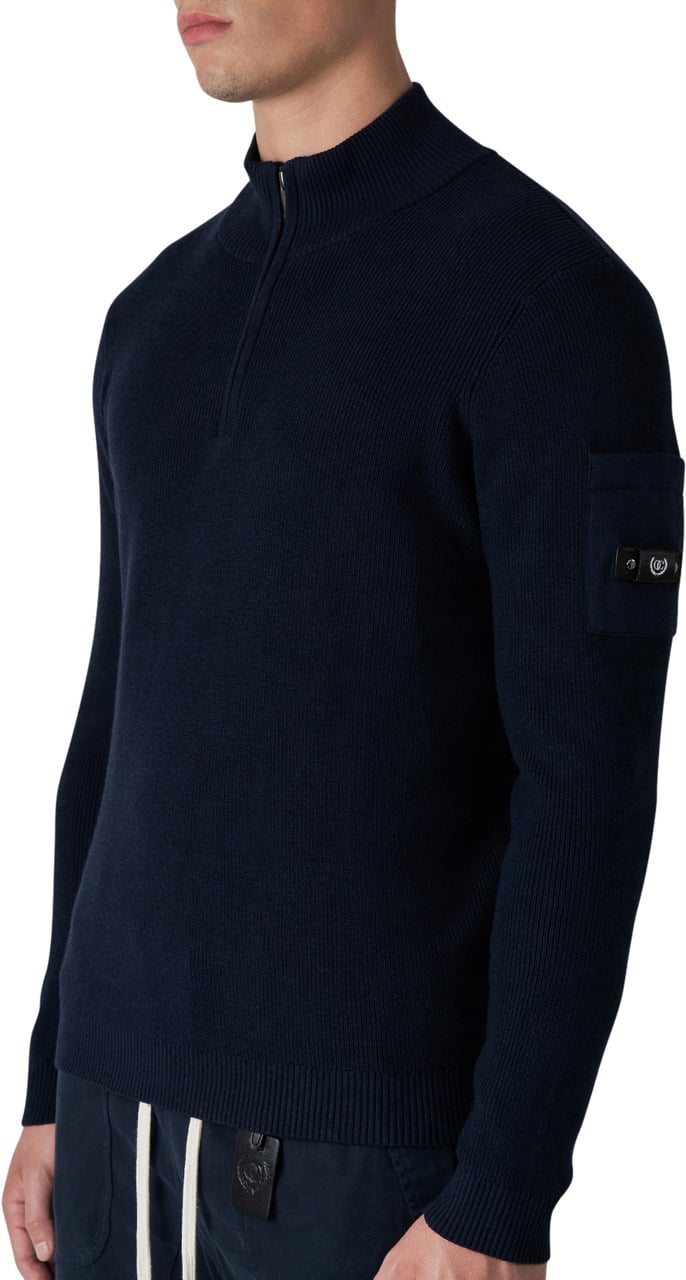Quotrell D'azur Knitted Halfzip | Navy Blauw