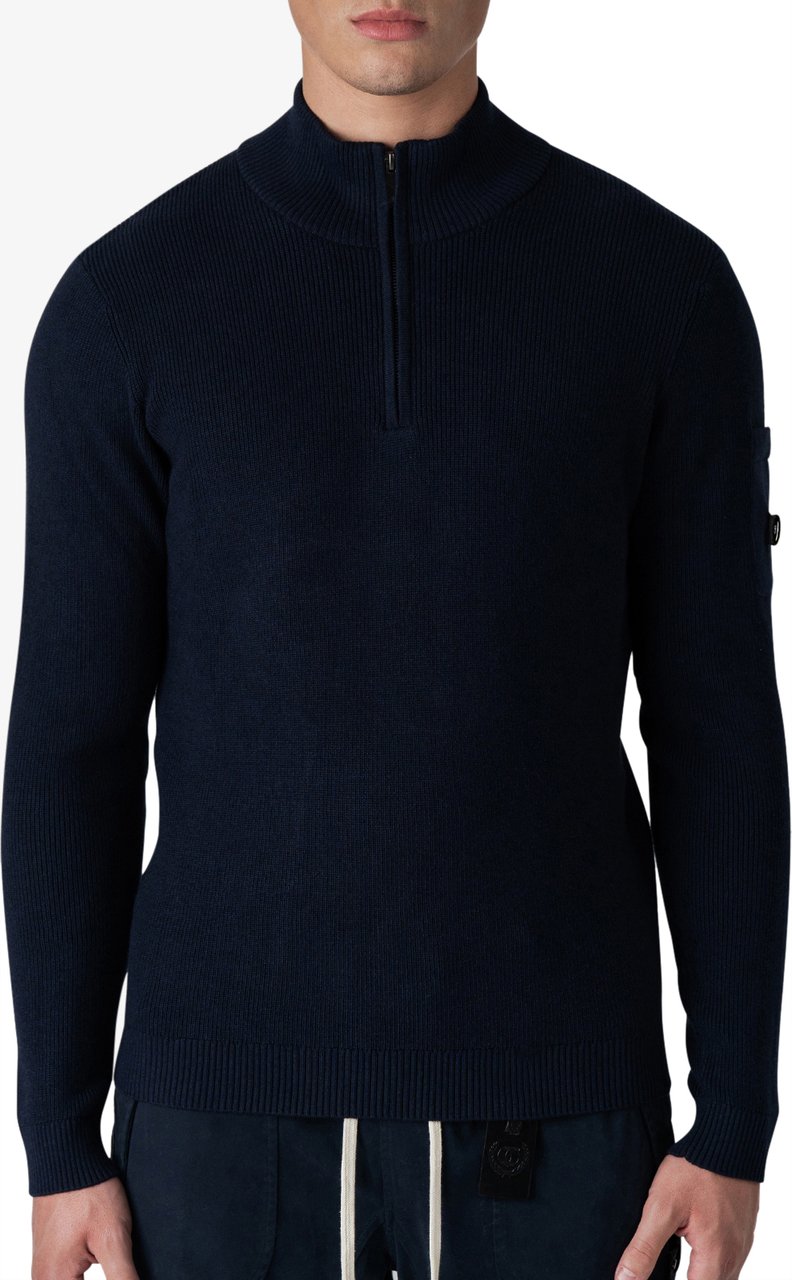 Quotrell D'azur Knitted Halfzip | Navy Blauw
