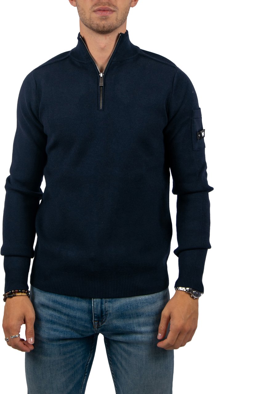 Quotrell Quotrell Palace Knitted Halfzip Blauw