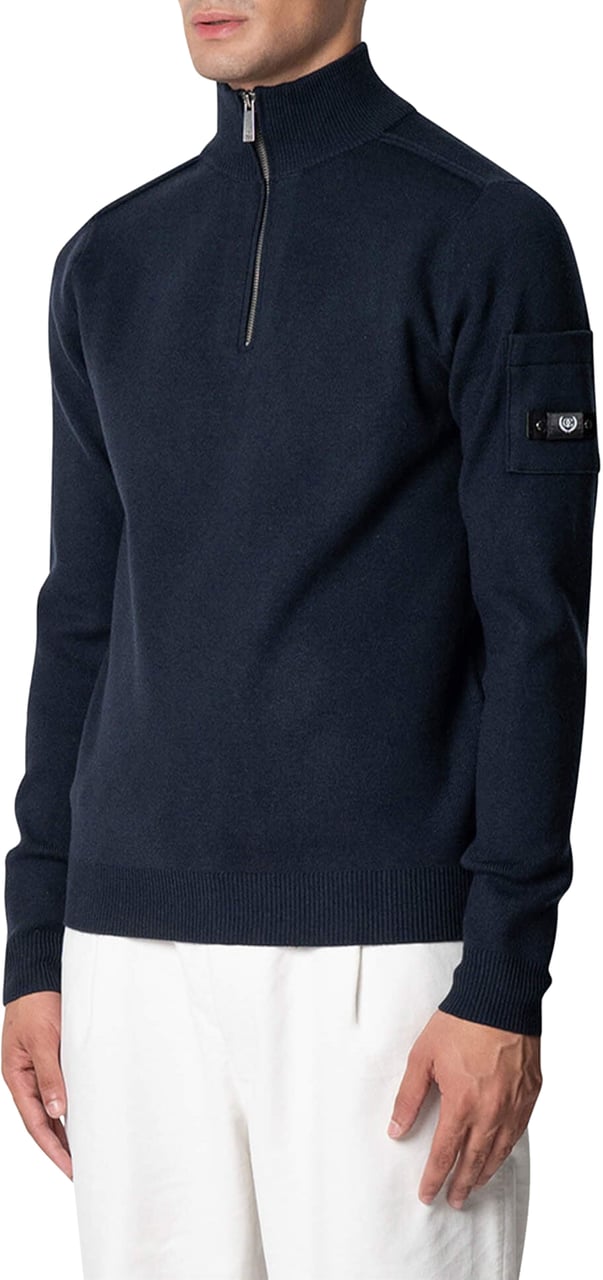 Quotrell Palace Knitted Halfzip | Navy Blauw