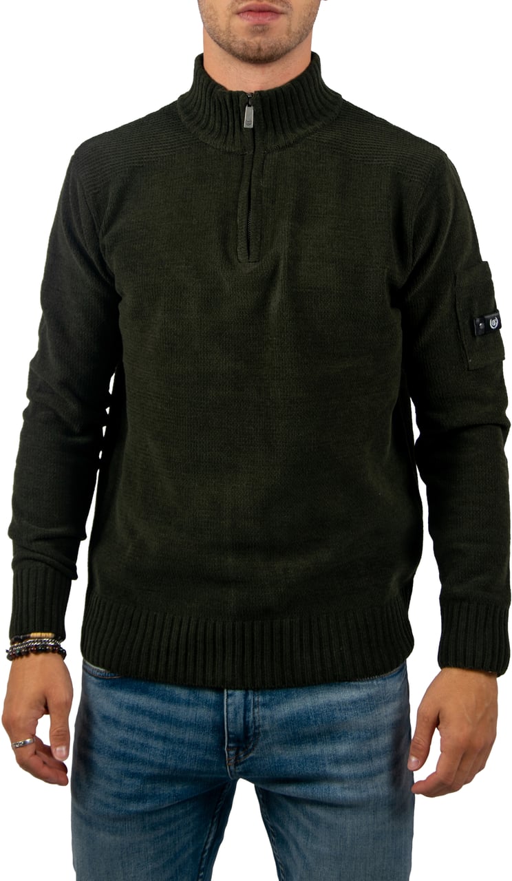 Quotrell Quotrell Combat Knitted Halfzip Groen