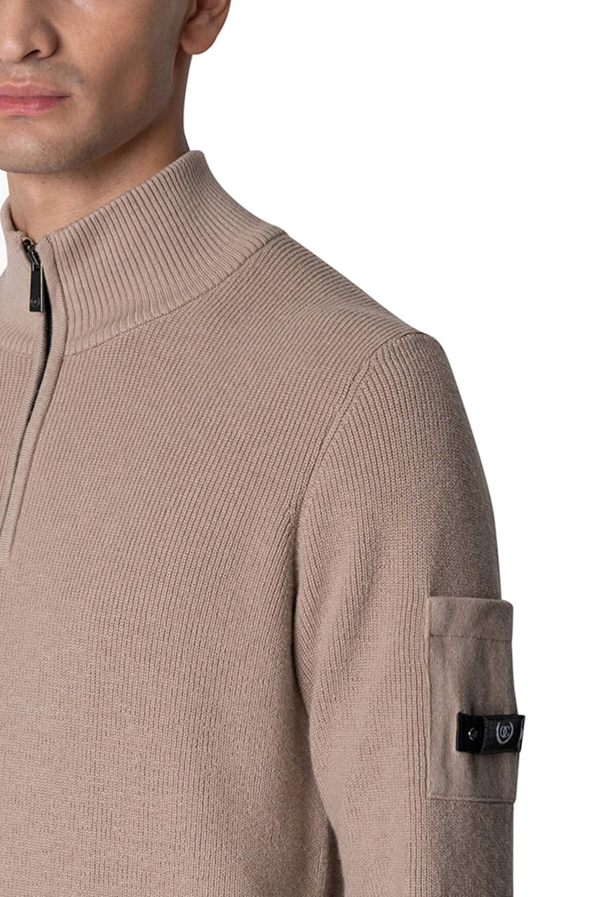 Quotrell D'azur Knitted Halfzip | Faded Brown Bruin