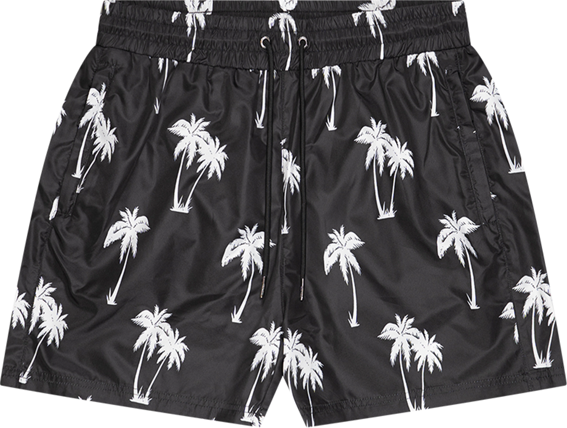 Quotrell Palm Swimshort | Black/white Zwart