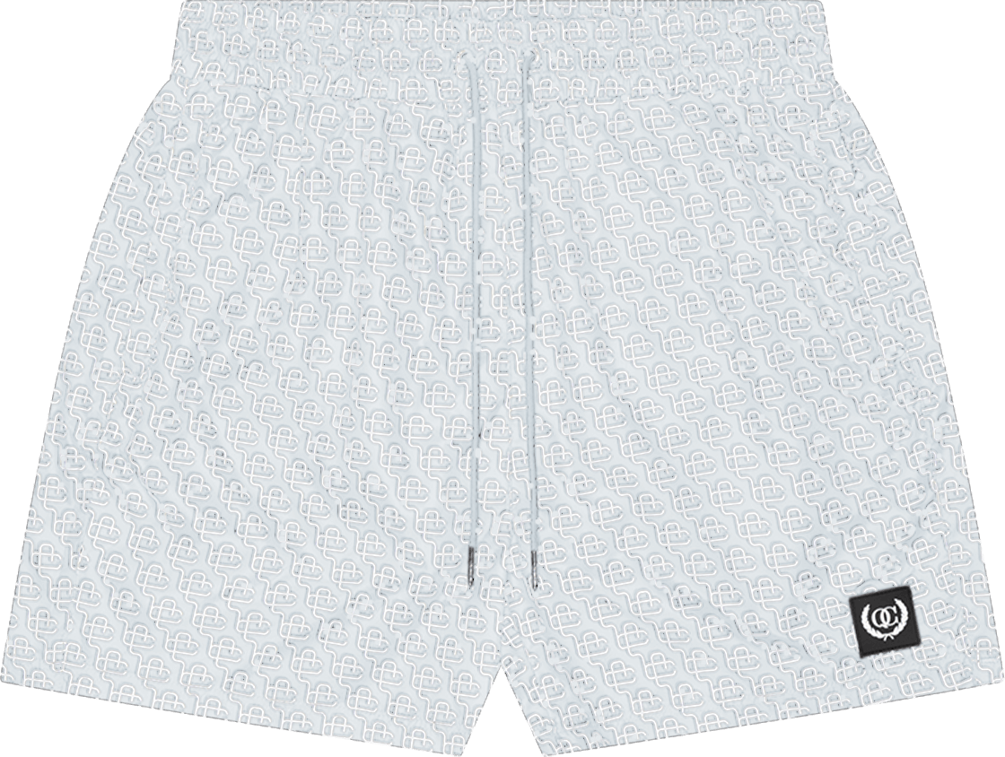 Quotrell Monogram Swimshorts | Light Blue/white Blauw