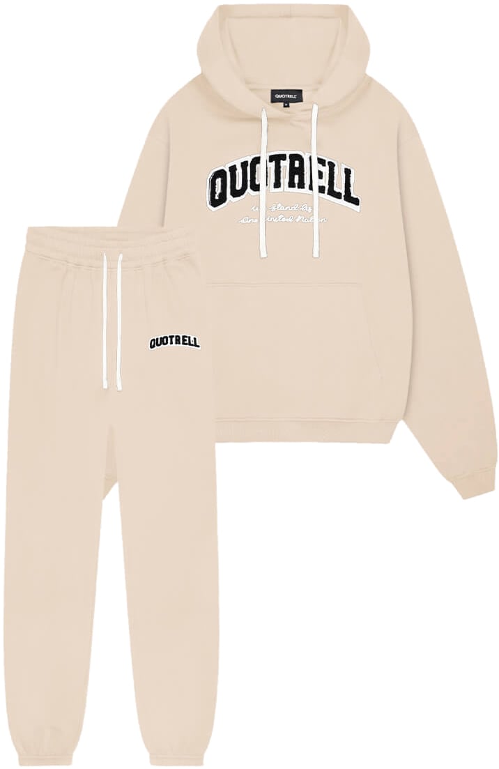 Quotrell University Set - Loose Fit | Taupe/white Beige