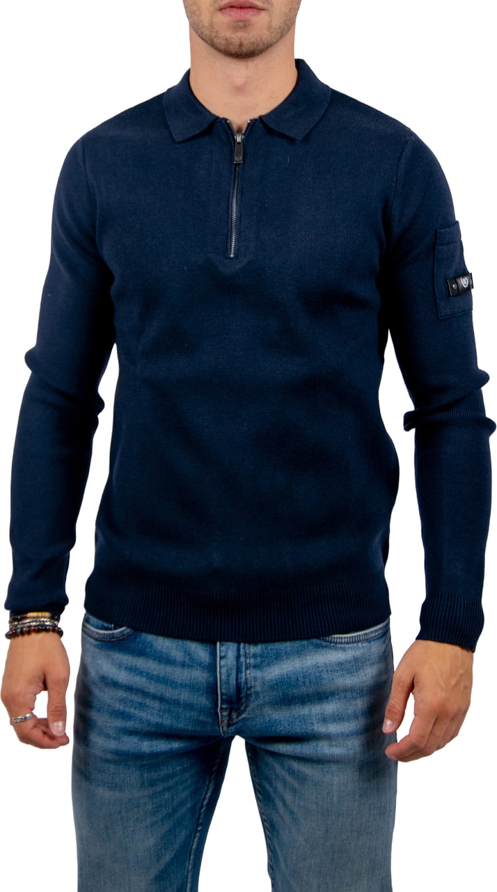 Quotrell Chief Knitted Polo Blauw
