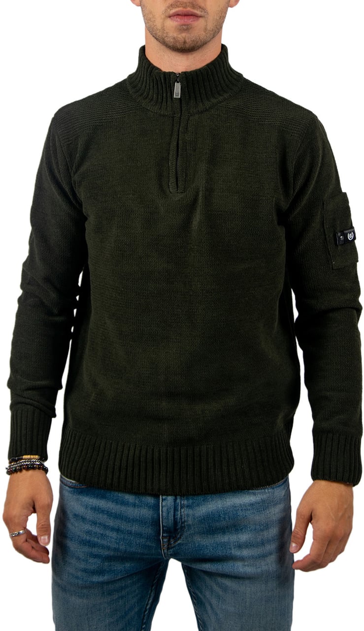 Quotrell Combat Knitted Halfzip Groen